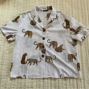Shein leopard print button up